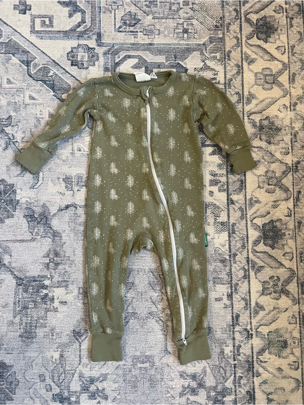 Parade Organic Cotton Baby Sleeper 18-24M Olive Woodland Print